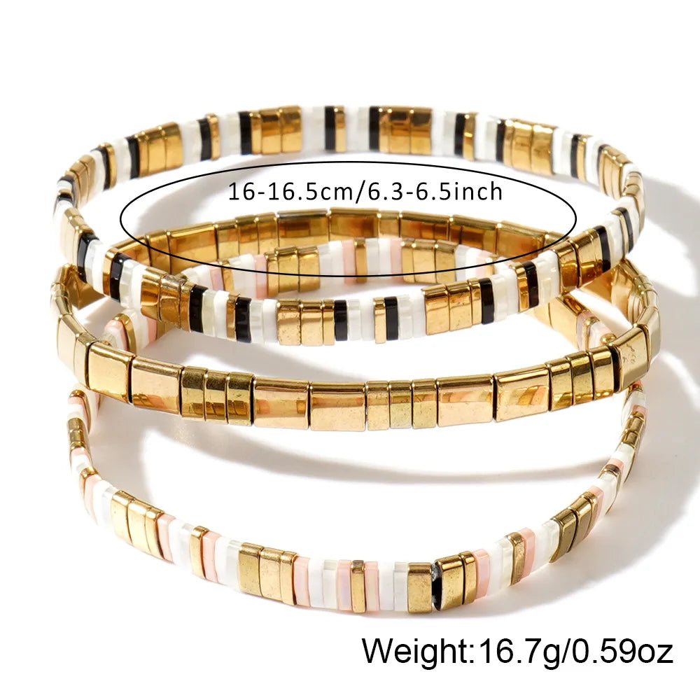3pcs/set Bohemian women's fashionable bracelet, layered TILA bead bracelet set, daily gift giving