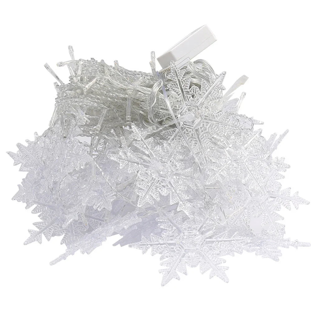 Christmas Snowflake Fairy Lights 4M 96Led Curtain Lights Snowflake String Lights for Halloween Thanksgiving Christmas Decoration