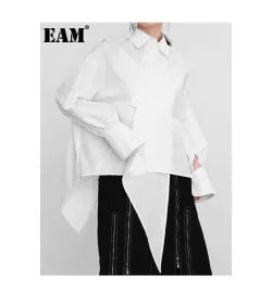 EAM Gray Pleated Big Size Casual Blazer Women New Lapel Short Sleeve Loose Fit Jacket Fashion Tide Spring Autumn 2025 30A1735