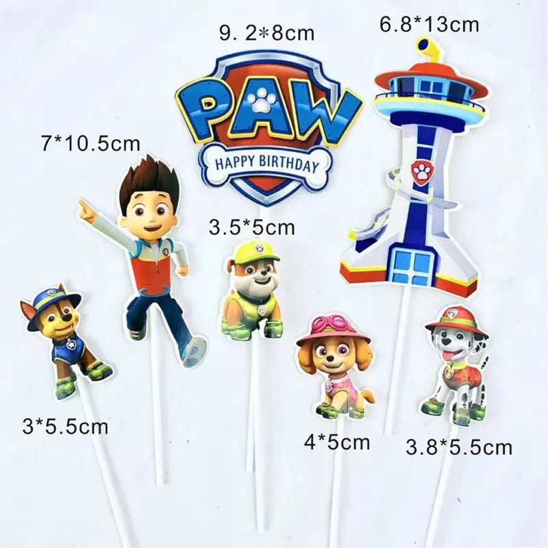 PAW Patrol Cake Topper Anime Kids Favor Party Cake Topper Cupcake Topper for Kid Birthday Decorations Baby Shower Supplies Gift