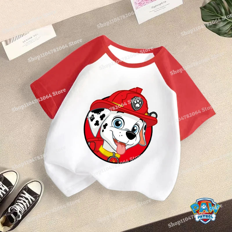 PAW Patrol T-shirt Children Clothing Chase Skye Cartoon Anime Short Sleeve Boy Girl Kawaii Fashion Tee Cute Kid Home Clothes Top