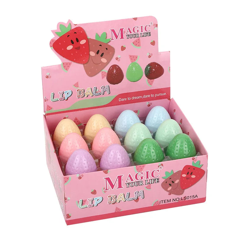 24Pcs Strawberry Peach Tomato Fruit Lip Balm Natural Formula Hydrating Repair Clear Lip Balm Moisturizing For Girls Lips Care
