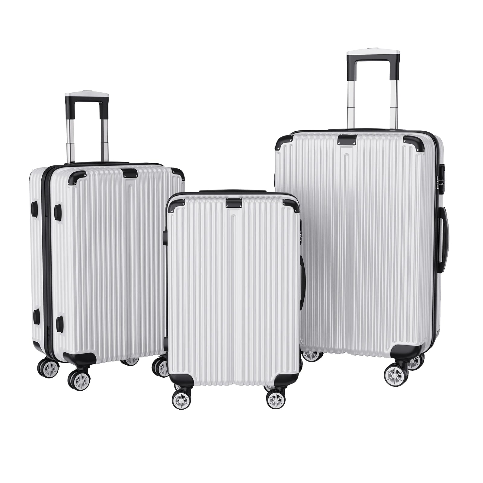 Luggage Set of 3 with Lock, 4 Rolling Spinner Wheels, ABS Lightweight Trolley Travel Suitcase for Hand Luggage Business Trip