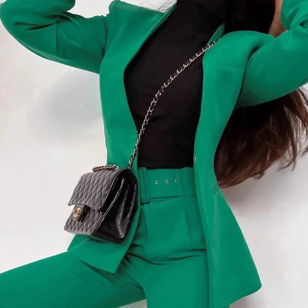 Ensemble 2 pièces pantalon taille haute et veste de bureau