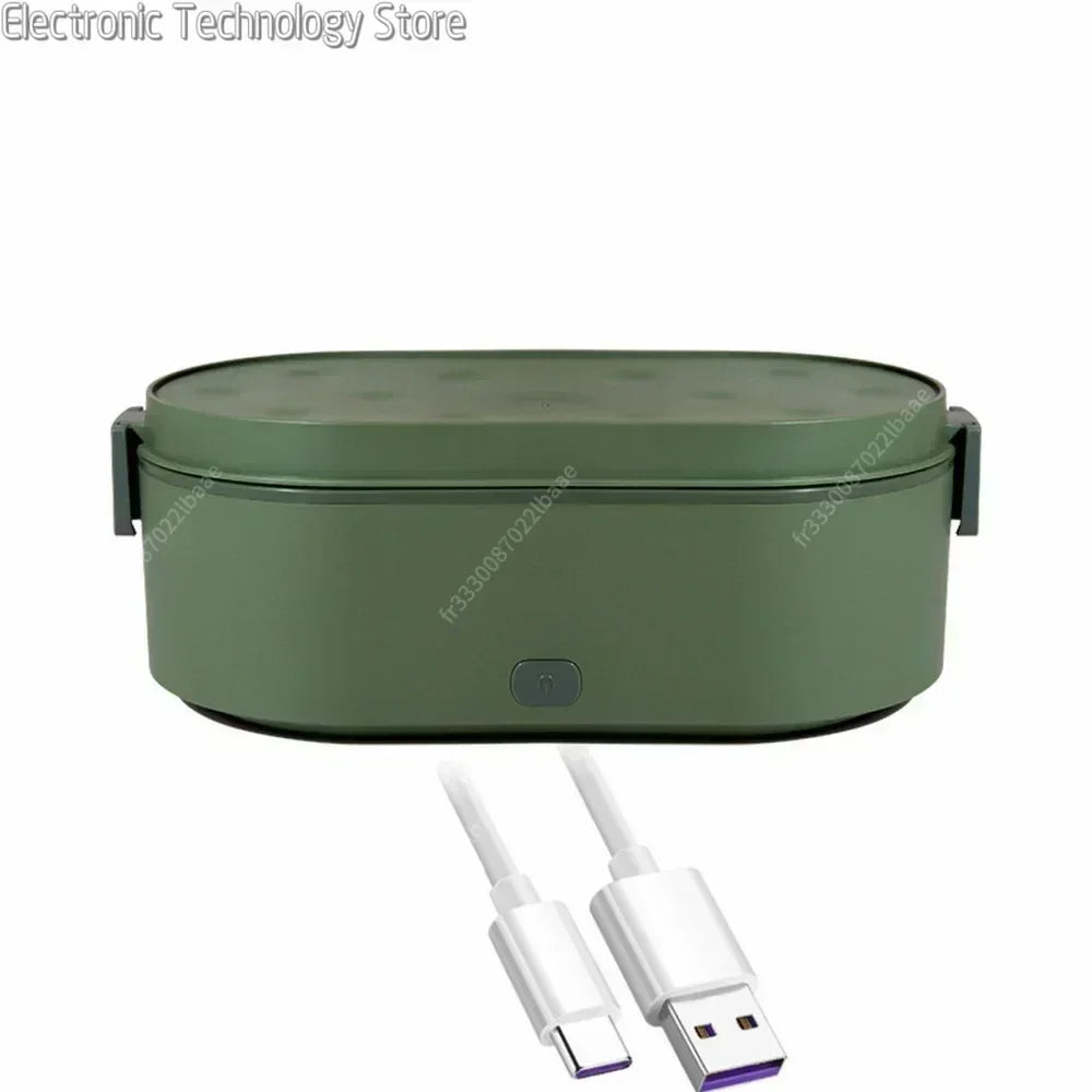 Electric Mini Lunch Box USB Charging Food Heater Container Car Home Travel Portable Rice Cooker Warmer Stainless Steel Bento Box