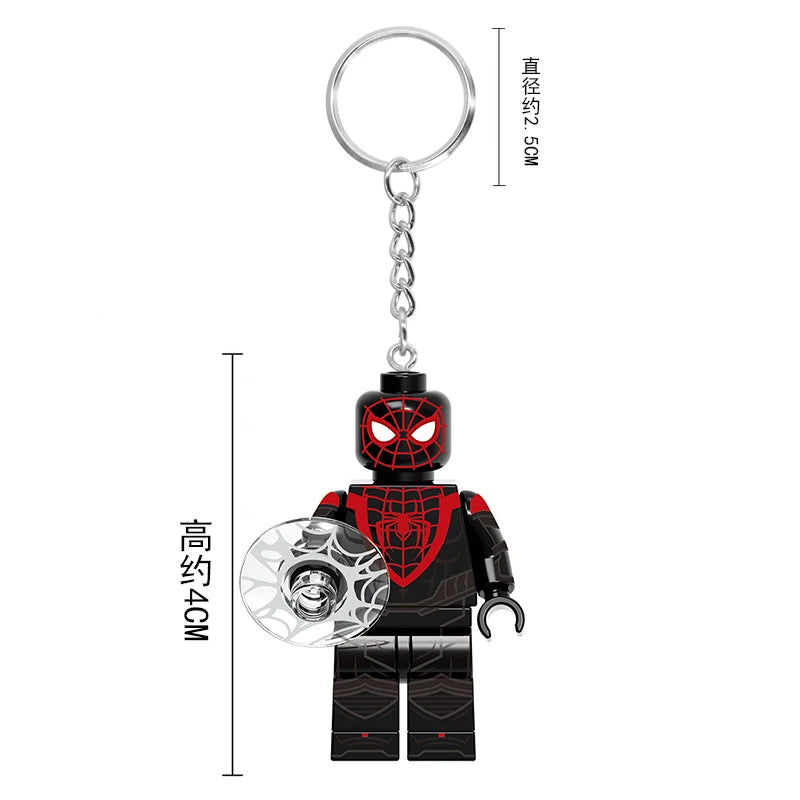 Marvel Spiderman Doll Universe Miles Gwen Cartoon Cute Building Blocks Assembled Toy Ornament Keychain School Bag Pendant Gift