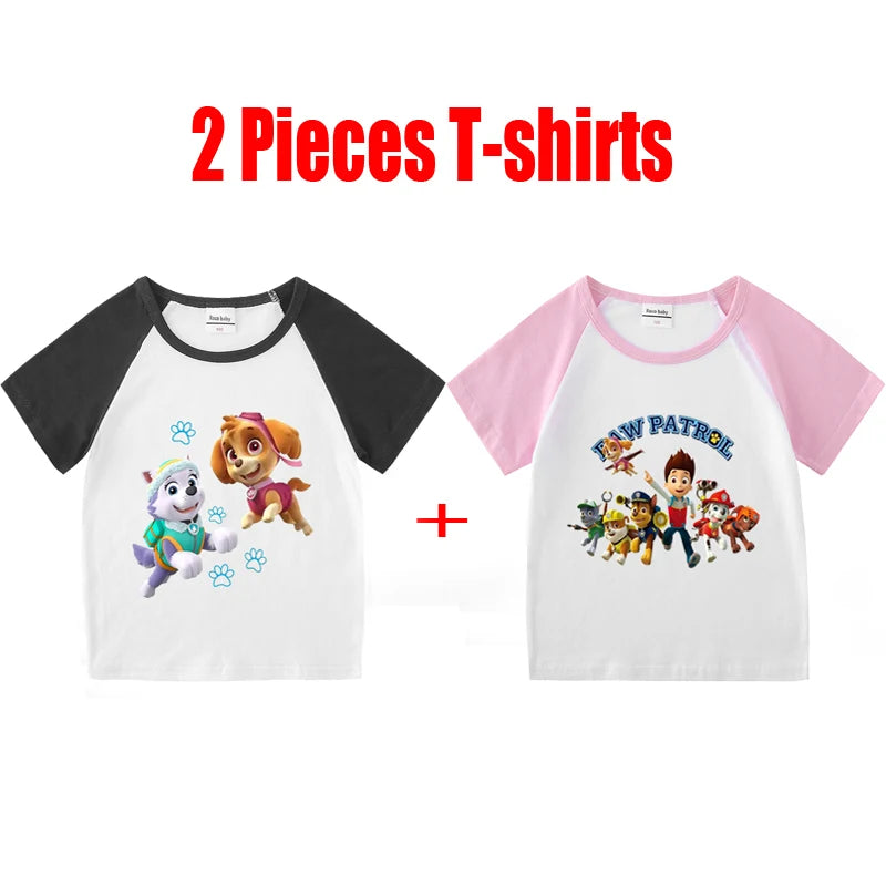 Children's PAW Patrol T-Shirt Kids Clothes Boys Girls Summer Cartoon Tops Short Sleeve Clothes 100% Cotton Baby Clothing