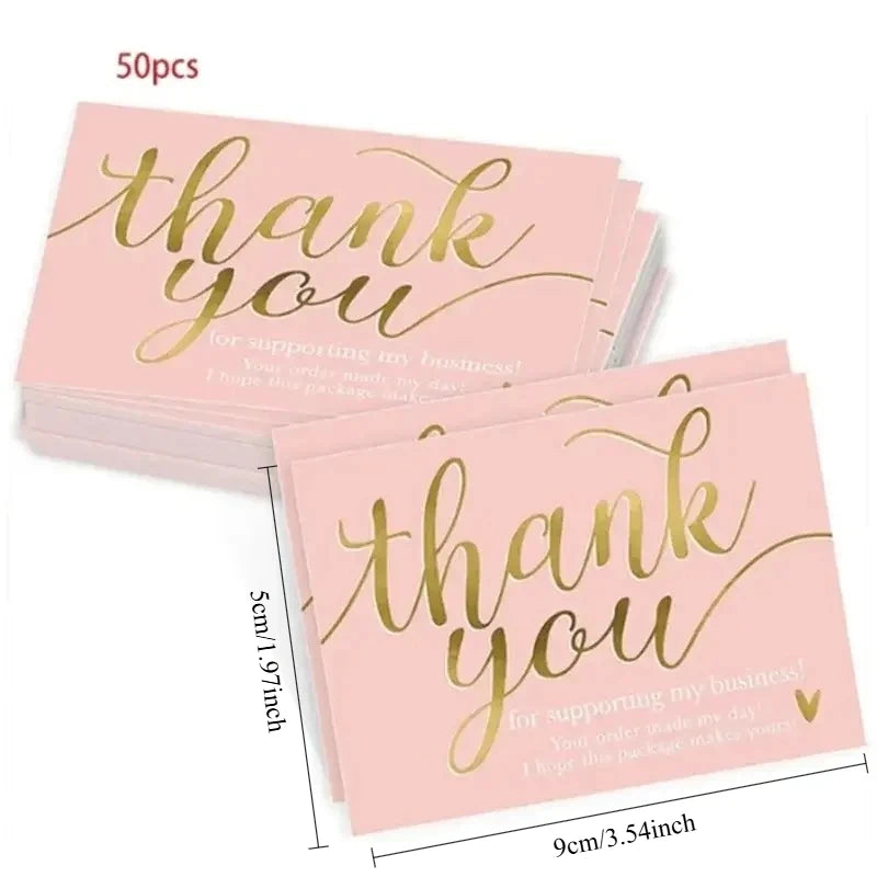50 Pieces Pink Heart Shaped Appreciation Cards Bulk Business Thank You Gift Tags Party Wedding Favors Craft Supplies 5 Designs