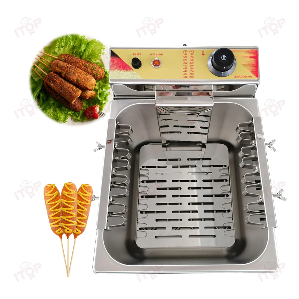 ITOP 12L Commercial Automatic Cheese Hot Dog Sticks Fryer Electric Korean Mozzarella Corn Dog Fryer Machine