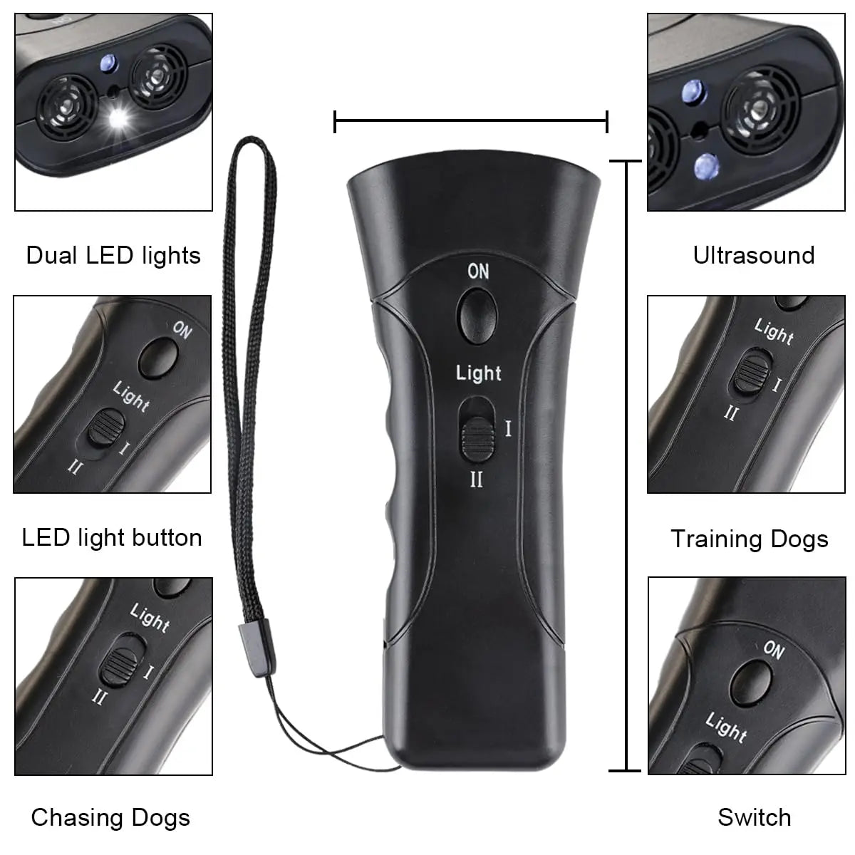Rechargeable Ultrasonic Dog Barking Deterrent Trainer with LED Light Stop Bark Control Device for Pets Training