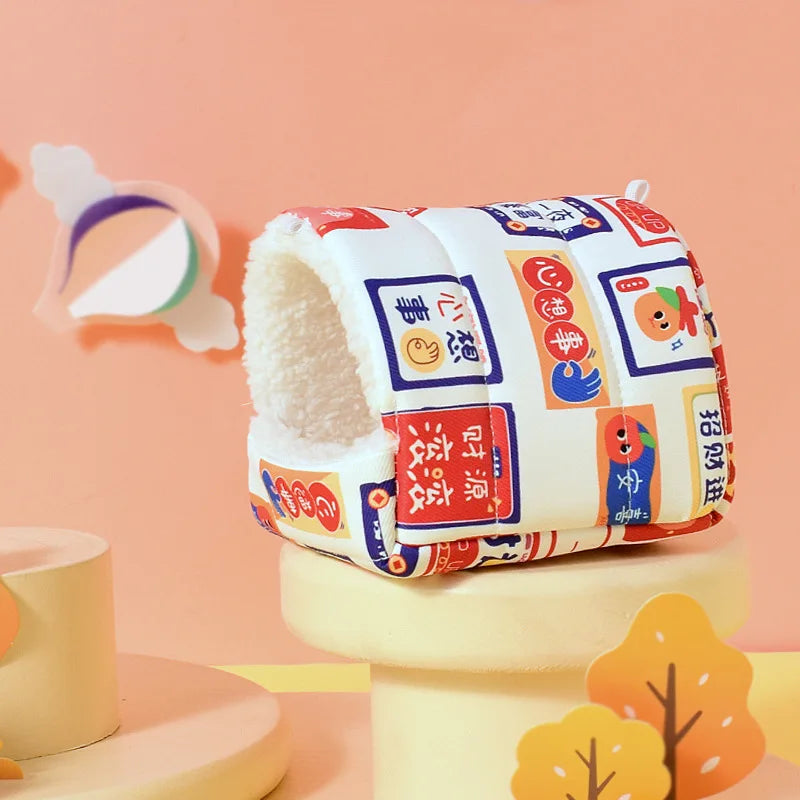Cute Cartoon Rabbit Squirrel Mini Cage Guinea Pig Nest Small Animal Mice Rat Pet Sleeping Bed Hamster House Winter Warm Soft Mat
