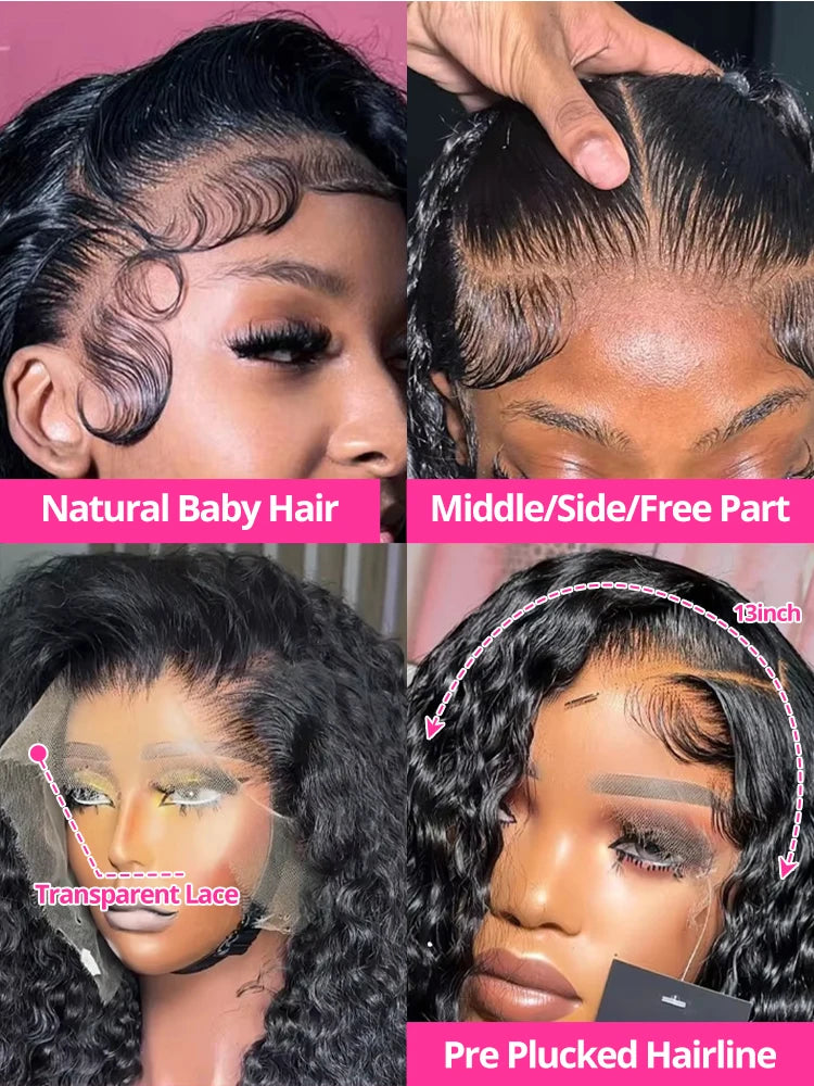 CEXXY 250% 13x4 13x6 Water Wave Curly Lace Frontal Human Hair Wigs Brazilian Loose Deep Wave Frontal Human Hair Wigs For Women