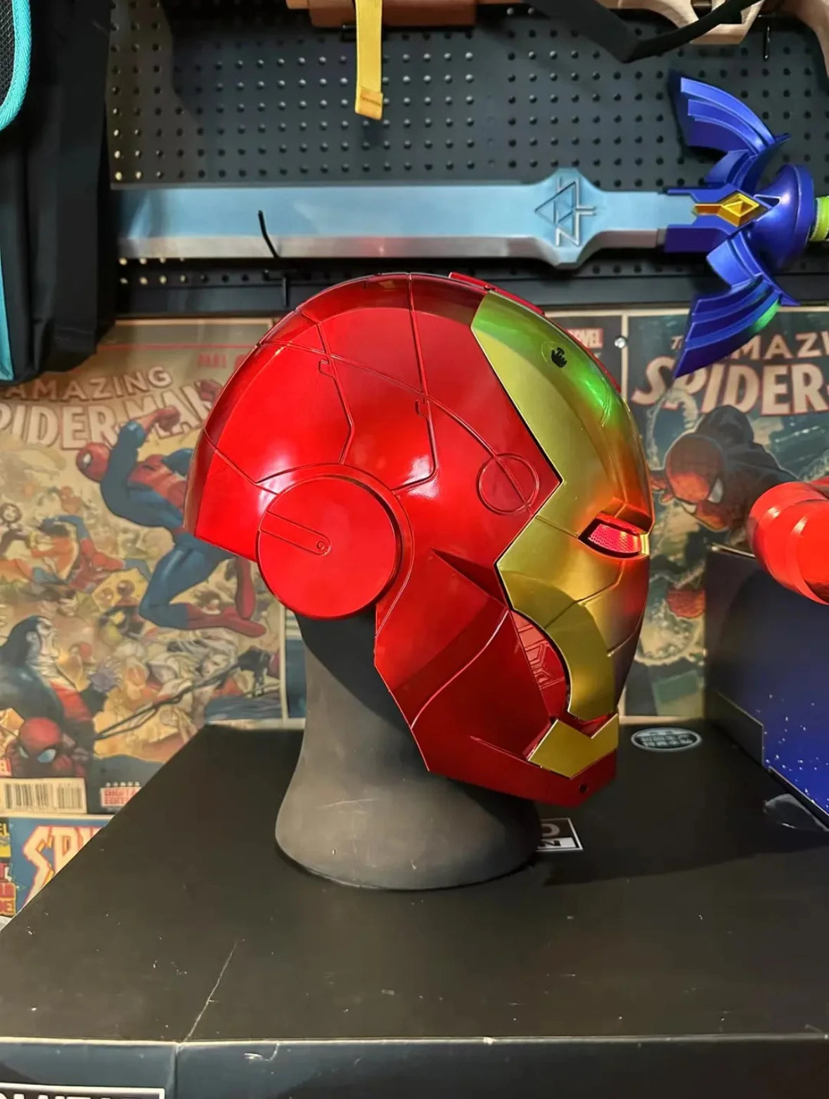 Marvel Comics Iron Man Helmet Electric Wearable Mask 1:1 Automatic Opening And Closing Model Characters Adult Toys Birthday Gift