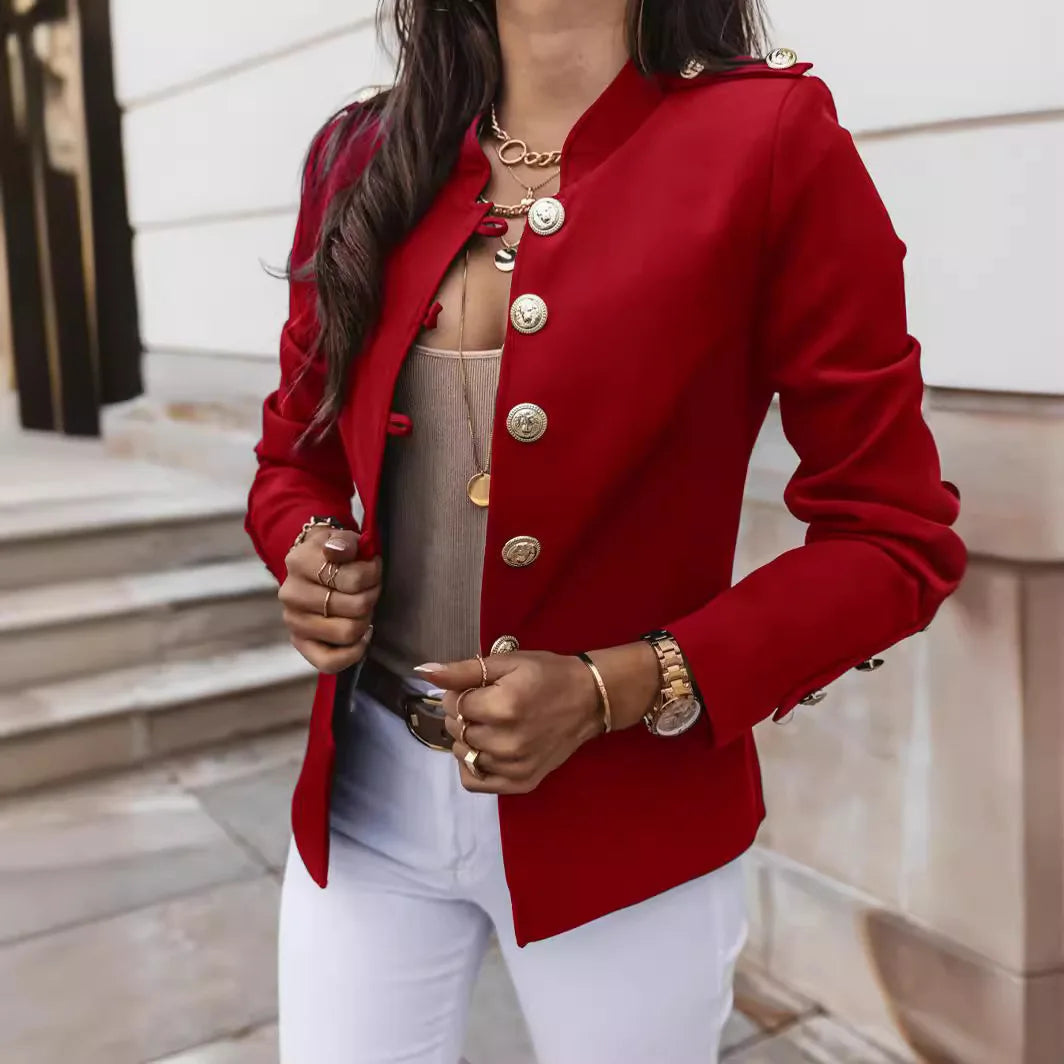 American New Fashion Women’s Solid Color Slim Single-breasted Casual Elegant Trendy Long Sleeve Suit Blazers Female Jacket Coats