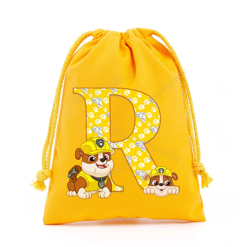 Paw Patrols Drawstring Storage Bag Rubble A-Z Letter Candy Gift Package Cartoon Key Pouch  Earphone Data Cable Dustproof Sacks