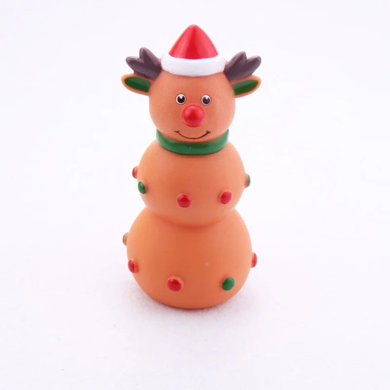 Christmas Themed Pet Squeaky Chew Toys Santa Tree Elk Design Durable Latex Rubber Teething Toys for Dogs And Cats Teeth Grinding