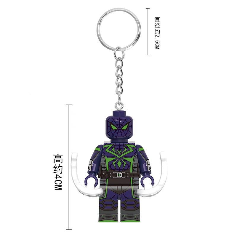 Marvel Spiderman Doll Universe Miles Gwen Cartoon Cute Building Blocks Assembled Toy Ornament Keychain School Bag Pendant Gift