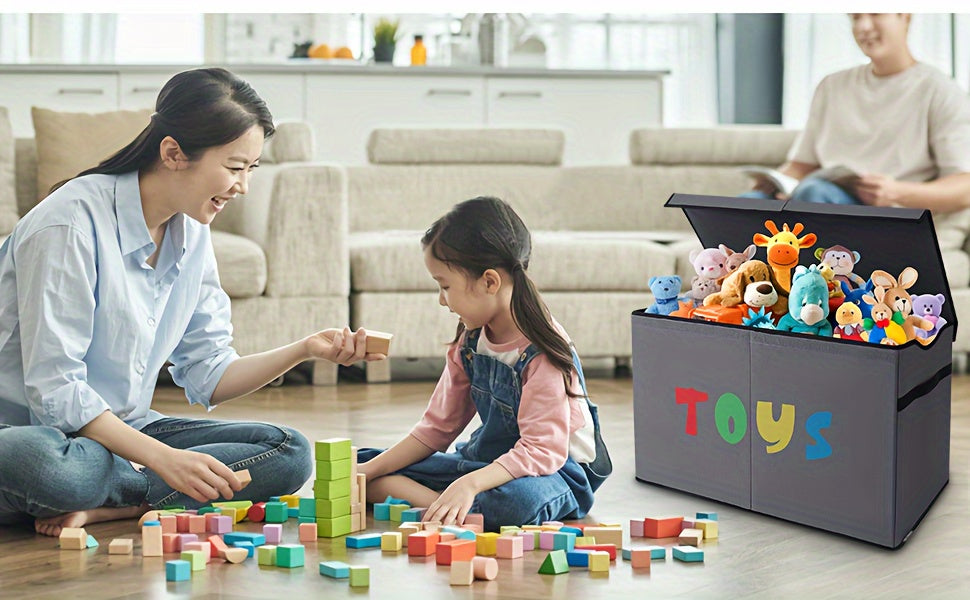 31.7gal Extra Large Toy Box (Patents and Copyrights Pending), Collapsible Sturdy Kids Toy Chest for Boys, Girls, Kids, Toy Storage Organizer Toddler Storage Bins with Lids, Toy Box Baskets for Living Room, Bedroom, Nursery Sh