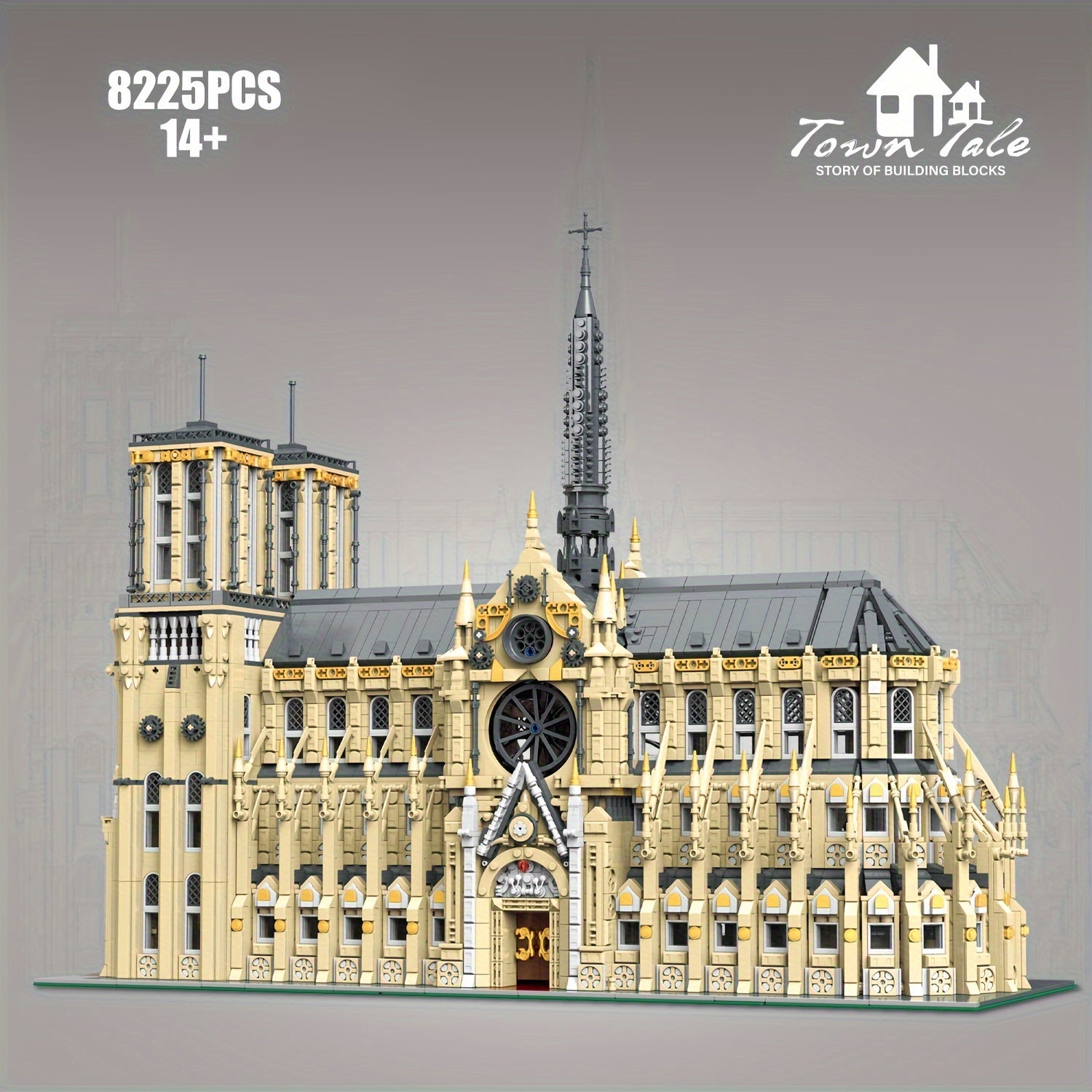 8225PCS Gothic Cathedral Building Blocks Set: Adult Toy, Creative Home Decor, Suitable for Ages 14+, ABS Material