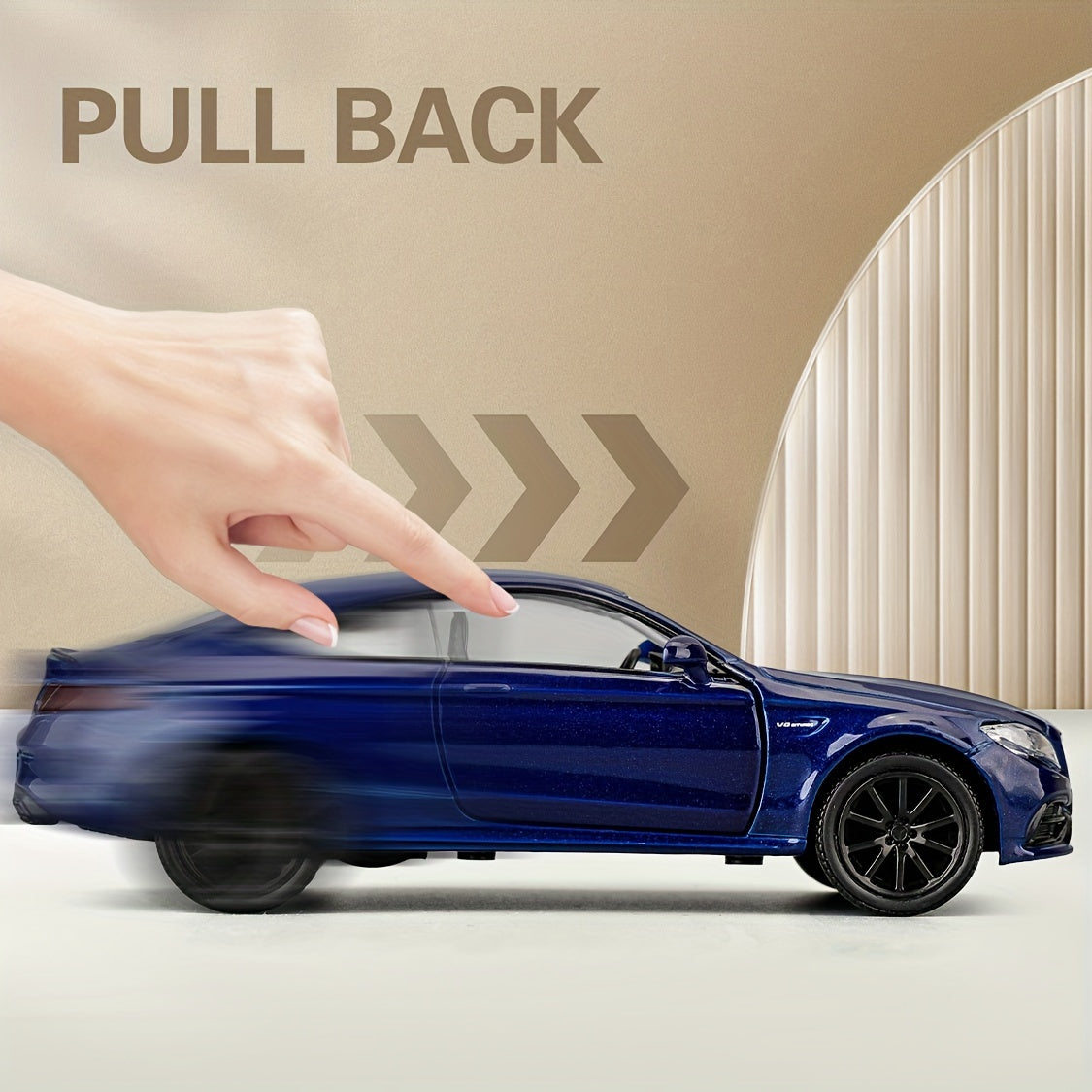 RMZCITY 1:36 Benz C63 S AMG Car Model, Diecast Pull Back Model Toy Car, Doors Open, Collection Kids Toy For Aged 3 And Up, Gift Blue