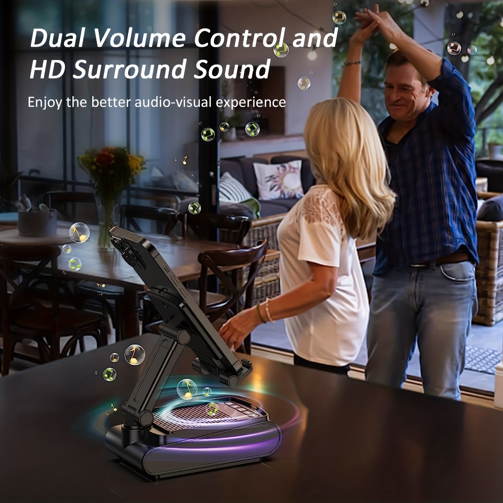 Cell Phone Stand With Wireless Speaker And Non-slip Base, Suitable For Indoor And Outdoor And Desktop, Dad's Gifts, Gifts For Family And Friends, Portable Mobile Phone Stand Speaker For Party Camping