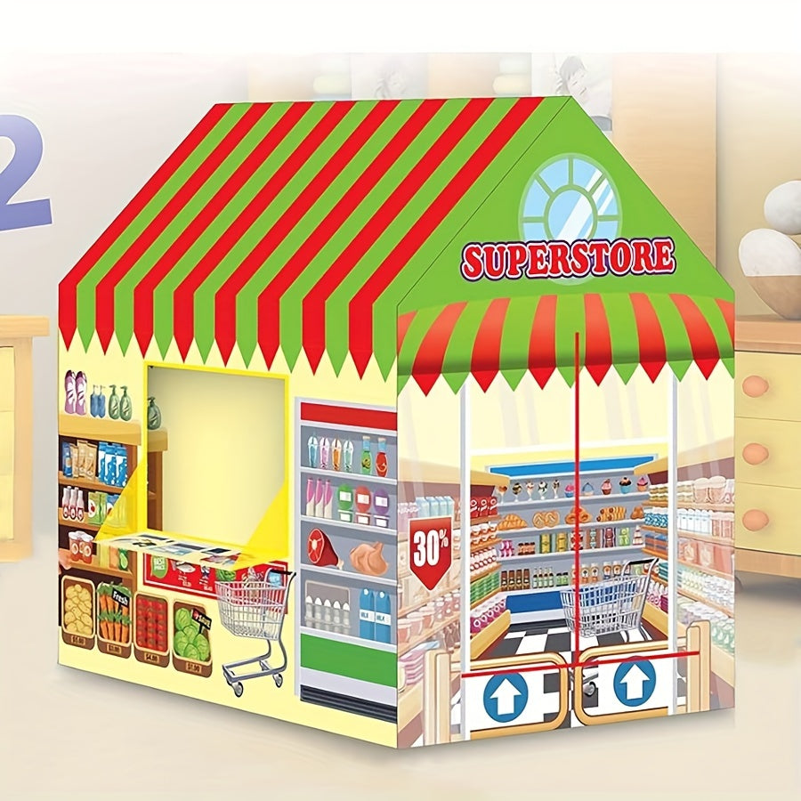 Superstore Playhouse Tent: Kids' Toy House with Windows, Suitable for Indoor and Outdoor Play, Ages 0-3, Waterproof