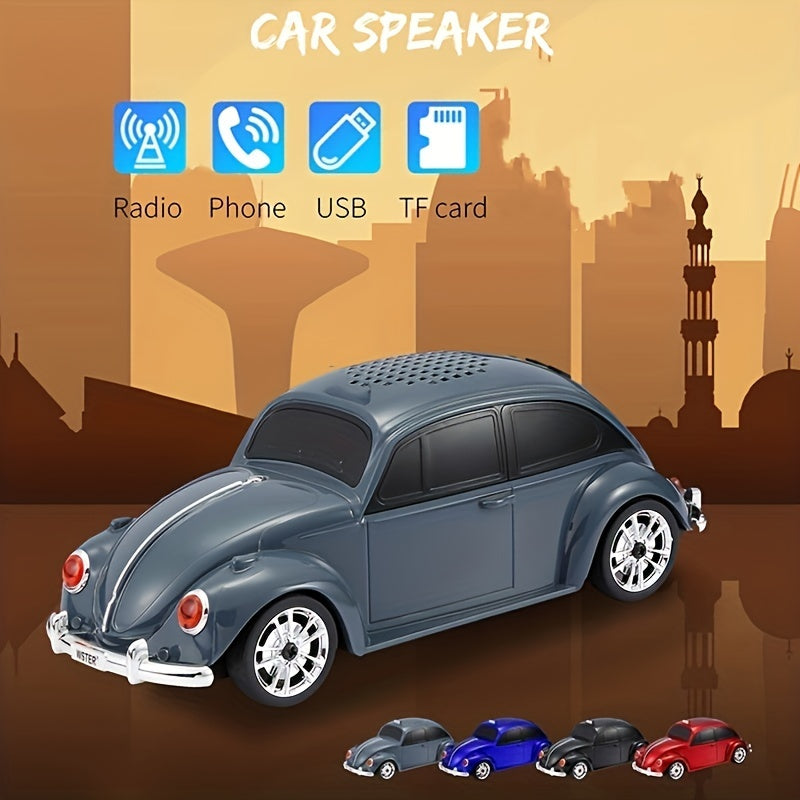Small car speaker with lights, rear trunk can be opened, 3D surround music player, portable speaker can be inserted TF Card U disk flash drive for playback