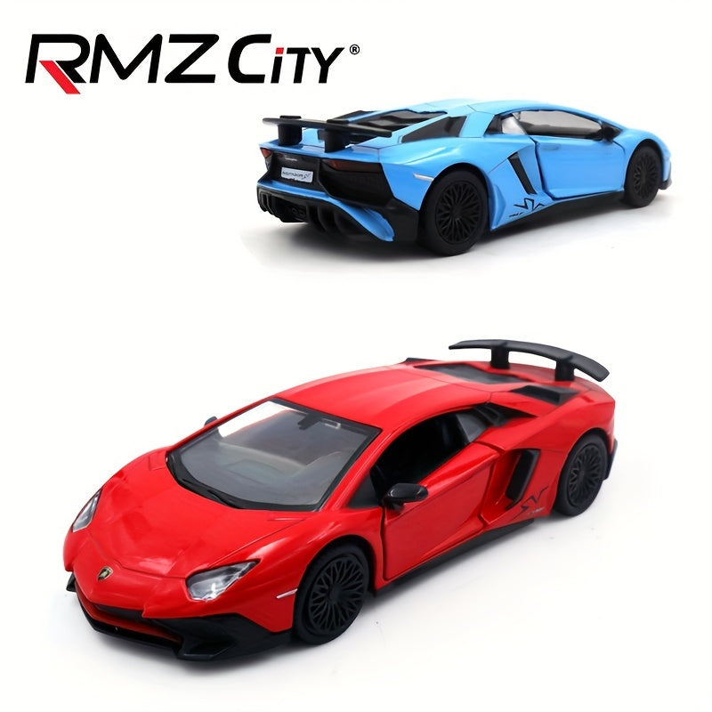 RMZ Simulation 1:36 Alloy Lamborghini SVJ Racing Car Model Toy Car Decoration Backforce Car Model Toy halloween, christmas gift