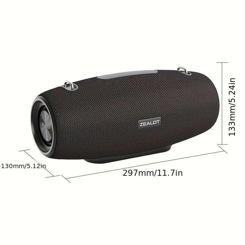 ZEALOT S67 60W Wireless Speakers, Outdoor Portable Subwoofer Speaker, Wireless Speaker, Dual Pairing, Long Battery Life, 40 Hours Playtime Loud Stereo, Booming Bass, Shoulder strap, Charging Cable And Aux Cable, Connect with