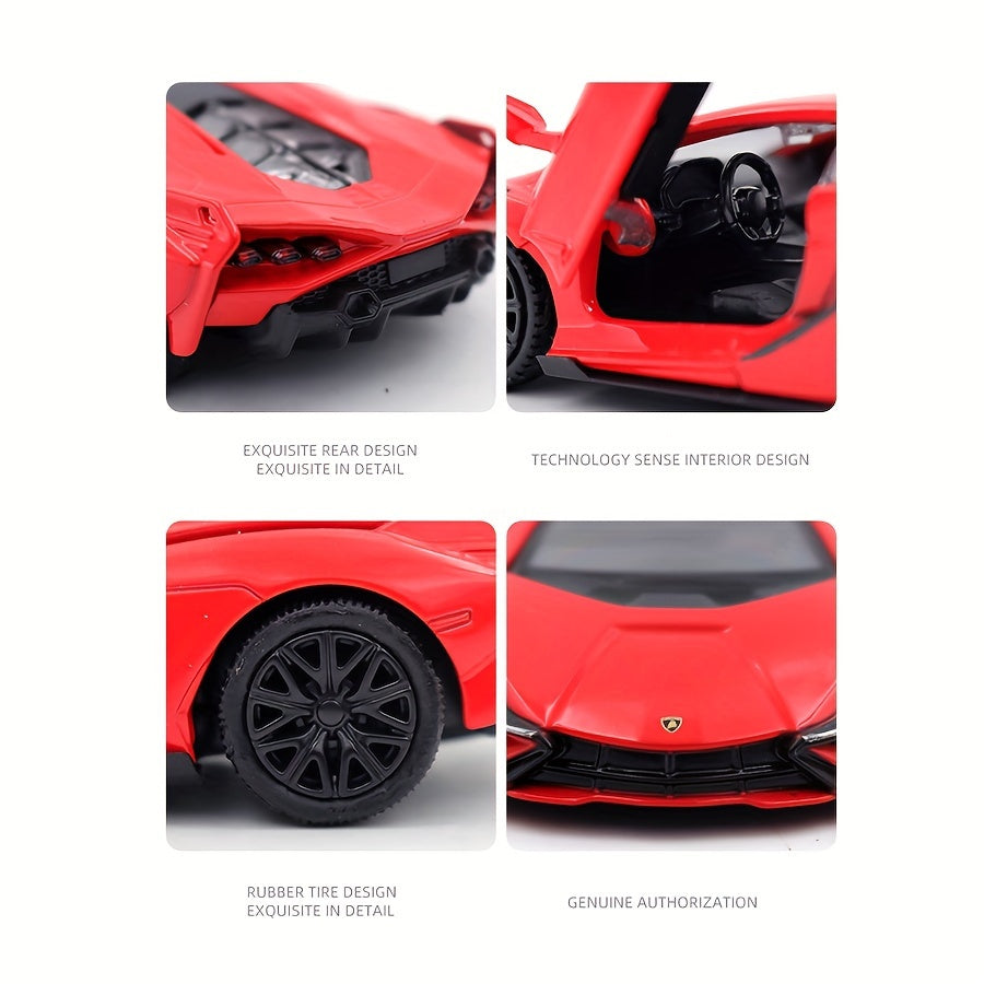 RMZ Simulation 1:36 Alloy Lamborghini Lightning Racing Car Model Children's Toy Car Decoration Backforce Car Model Boy Toy Birthday Halloween Christmas Gifts