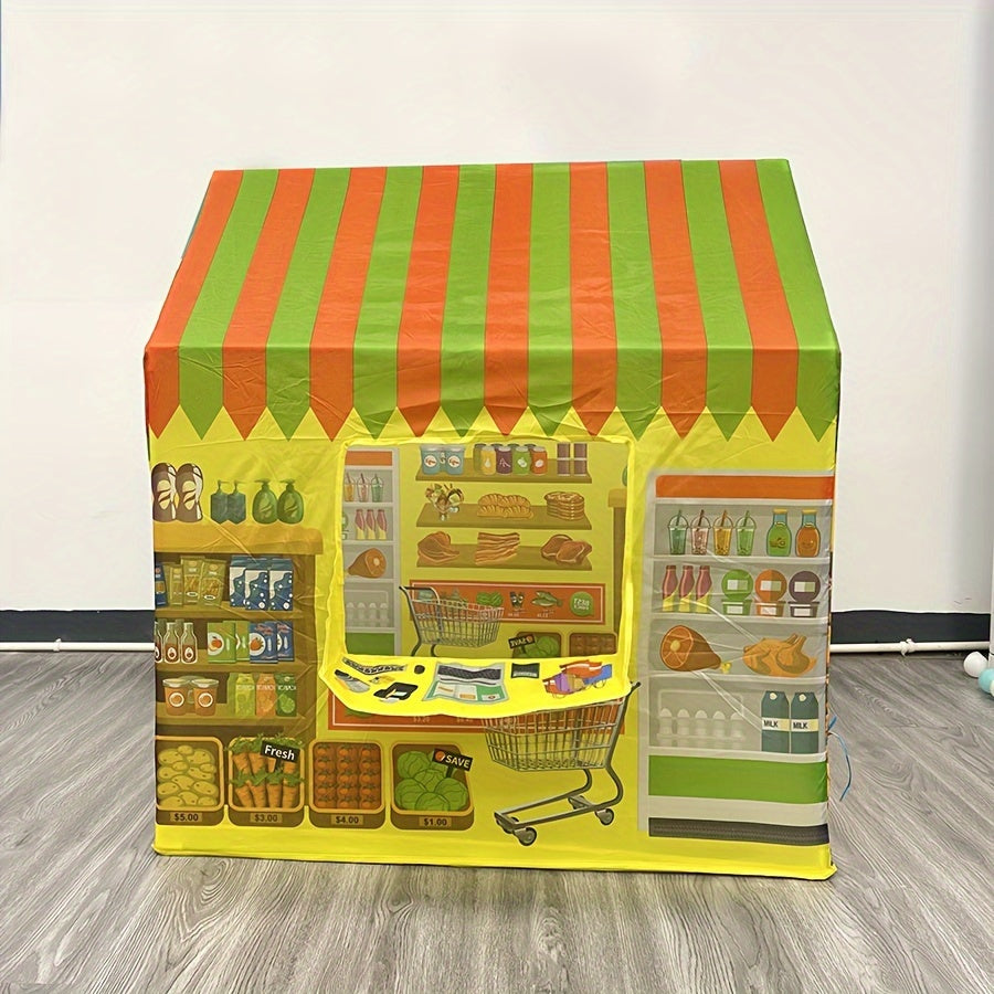 Superstore Playhouse Tent: Kids' Toy House with Windows, Suitable for Indoor and Outdoor Play, Ages 0-3, Waterproof