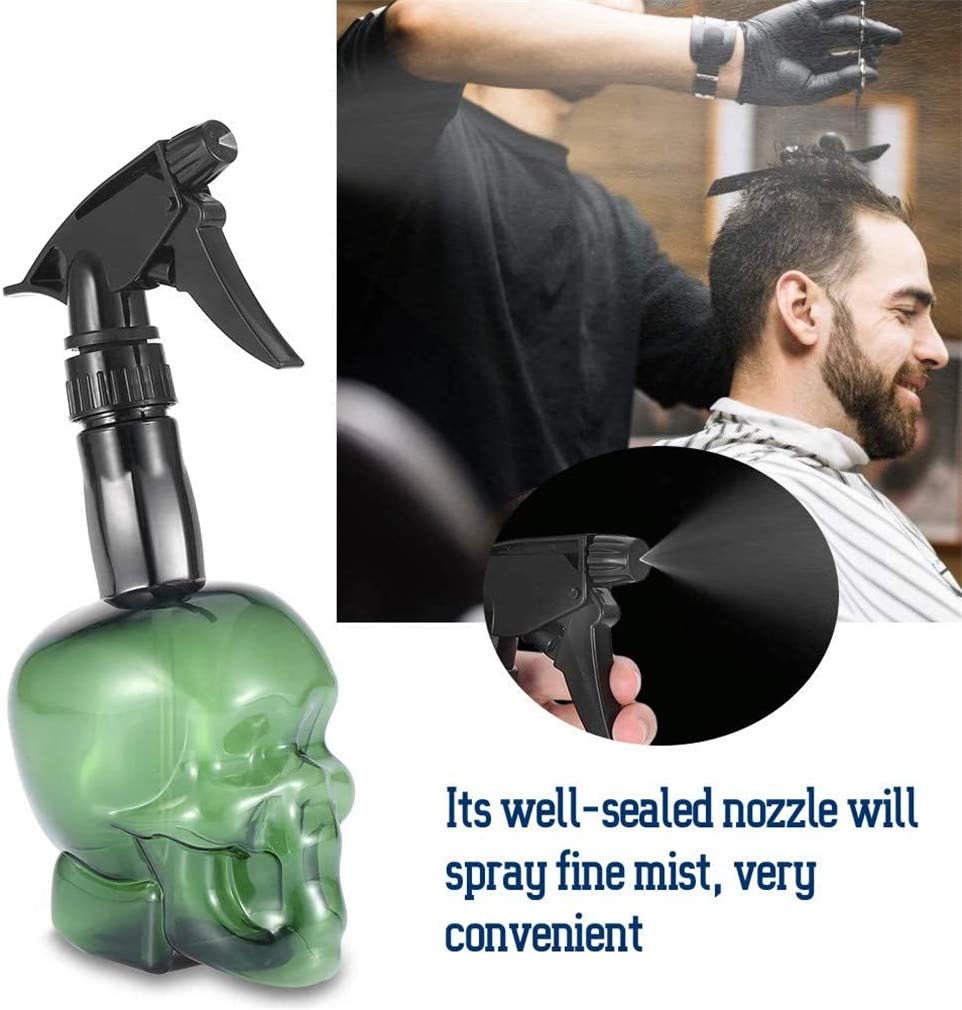 200ml/7oz Retro Skull Design Refillable Spray Bottle - Fine Mist Sprayer for Hair Styling, Cleaning & Plants, Durable Plastic with Black Trigger, Green, Orange & Black Options, Plant Watering Tool, Unique Aesthetic, Functiona
