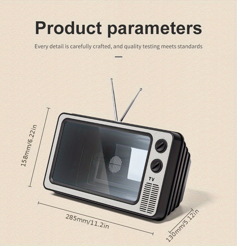 12-Inch Retro TV Shape Phone Screen Amplifier - Screen Expanders & Magnifiers for Movies, Videos, and Games - 3D Magnifier Screen Extender with Phone Stand Compatible with All Smartphones