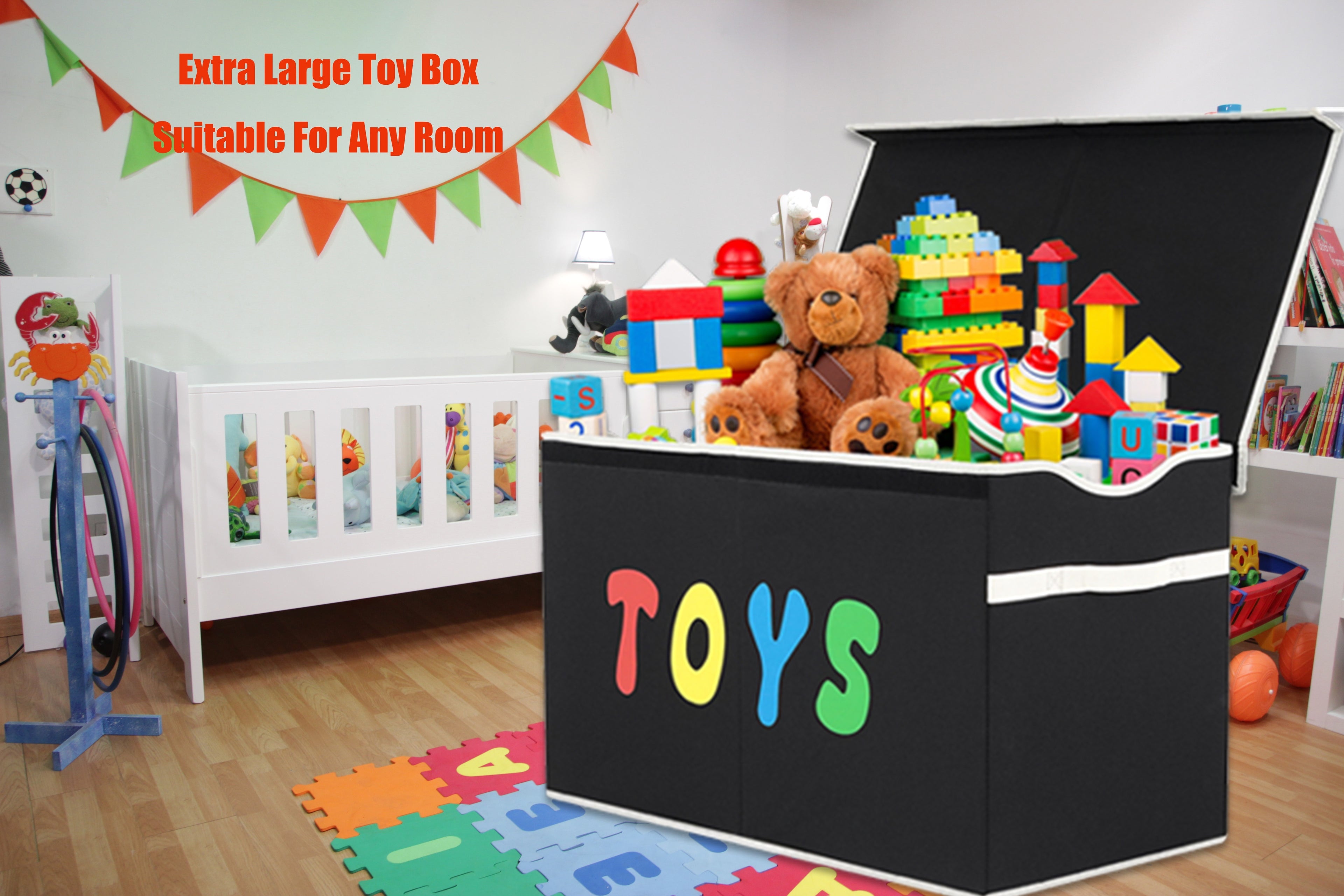 Extra Large Toy Box, Collapsible Sturdy Kids Toy Chest For Boys, Girls, Kids, Toy Storage Organizer Toddler Storage Bins With Lids, Toy Box Basket For Living Room, Bedroom, Nursery Gift Wrap Storage