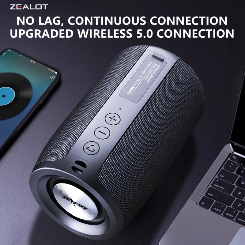 ZEALOT S32 5W Wireless Speakers, Outdoor Portable Subwoofer Speaker, Wireless Speaker, Dual Pairing, 1800mAh Battery, 8 Hours Playtime Loud Stereo, Booming Bass. Charging Cable TF USB Plug-in Card Compatible