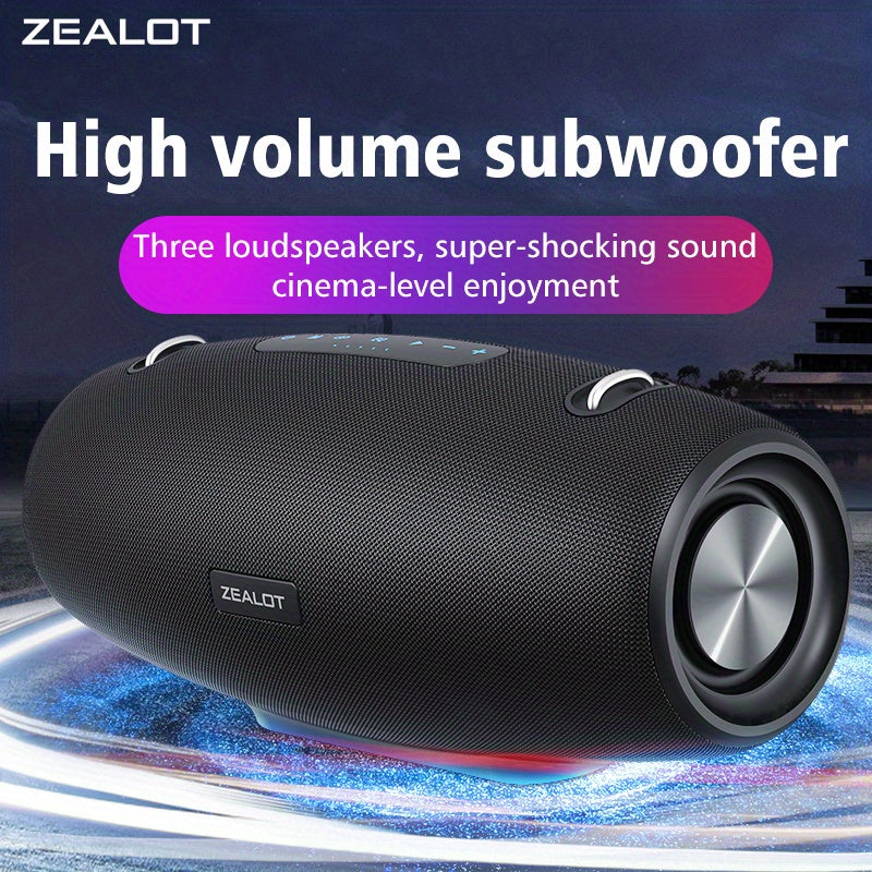 ZEALOT S67 60W Wireless Speakers, Outdoor Portable Subwoofer Speaker, Wireless Speaker, Dual Pairing, Long Battery Life, 40 Hours Playtime Loud Stereo, Booming Bass, Shoulder strap, Charging Cable And Aux Cable, Connect with