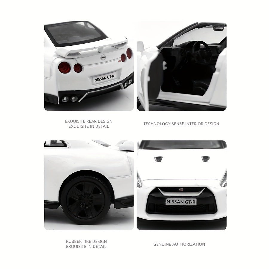 Simulation 1: 36 Alloy Nissan GT-R (R35) Sports Car Model, Children'S Toy Car Accessories, Return Force Car Mold, Die-cast Toy, Openable Birthday Gift