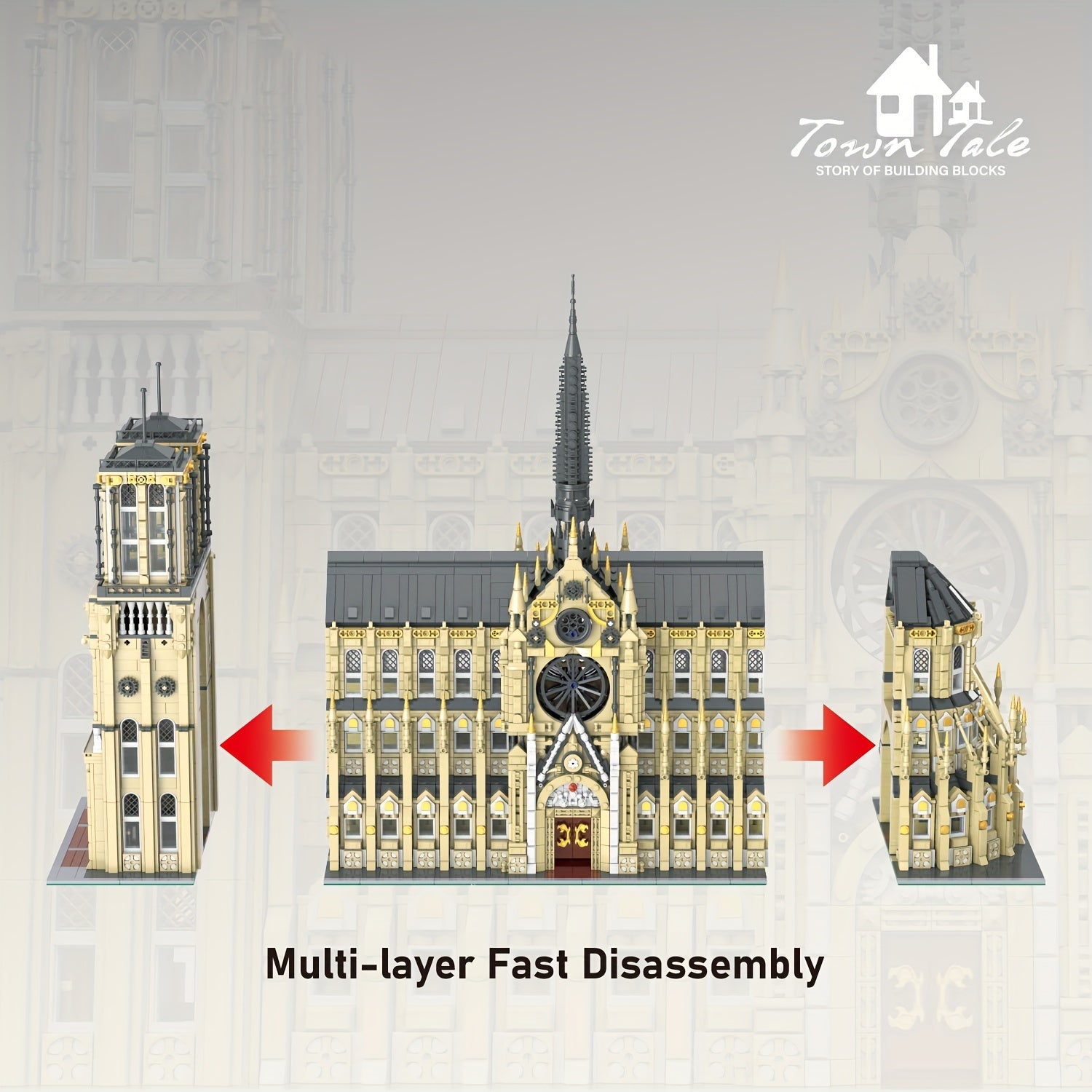 8225PCS Gothic Cathedral Building Blocks Set: Adult Toy, Creative Home Decor, Suitable for Ages 14+, ABS Material