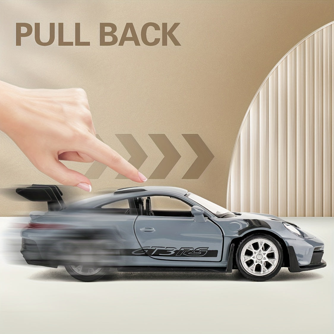 RMZCITY 1:36 Porsche 911 GT3 RS Toy Car, Diecast Zinc Alloy Pull Back Model Car, Doors Open, Collection Kids Toy For Aged 3 And Up, Unisex Halloween, Christmas Gift