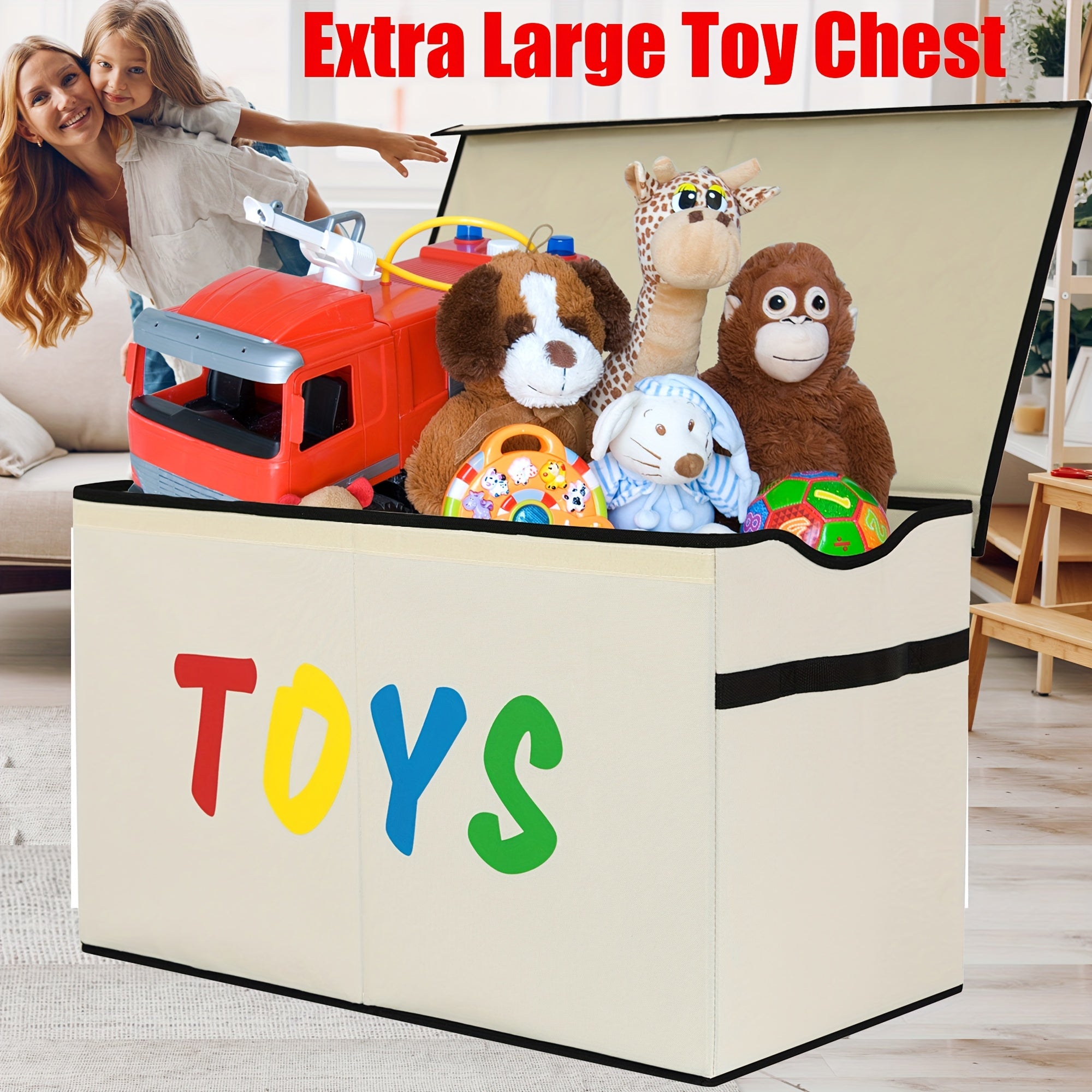 Extra Large Toy Box, Collapsible Sturdy Kids Toy Chest For Boys, Girls, Kids, Toy Storage Organizer Storage Bins With Lids, Toy Box Basket For Living Room, Bedroom, Nursery