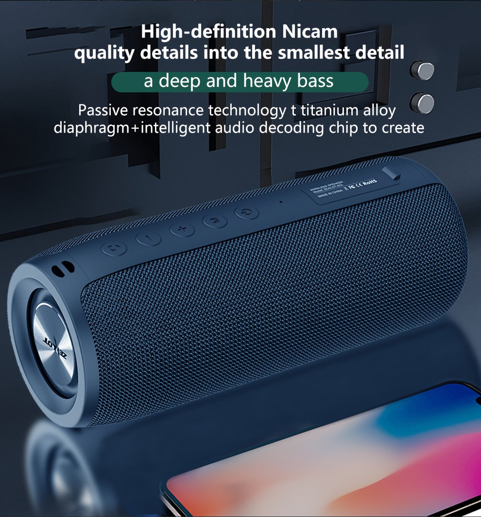 ZEALOT S51 20W Wireless Speakers, Portable Subwoofer Speaker, Wireless Speaker, Dual Pairing, 1800mAh Battery, 10 Hours Playtime Loud Stereo, Booming Bass, Charging Cable And Aux Cable, FM TF USB Plug-in Card Compatible, Conn