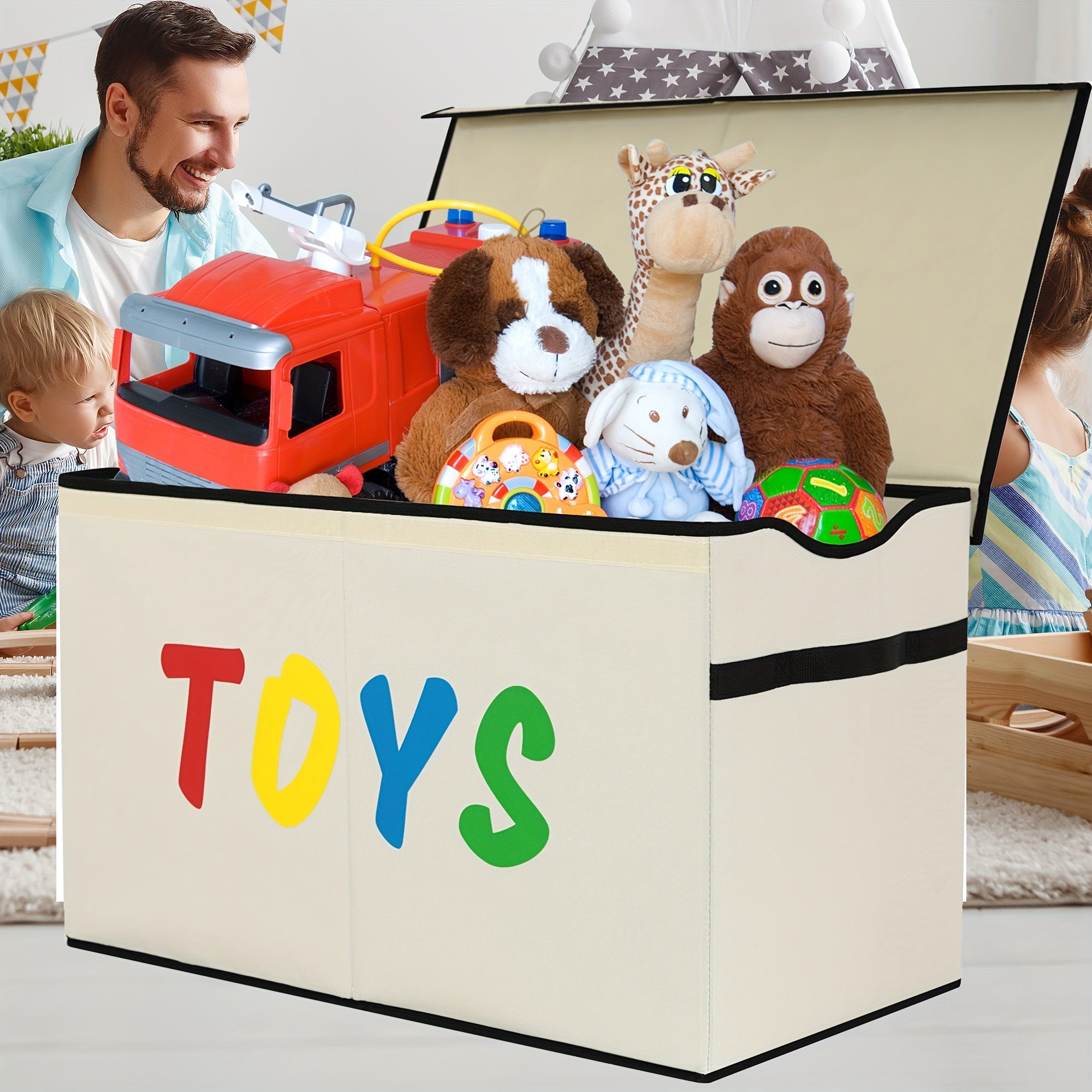 Extra Large Toy Box, Collapsible Sturdy Kids Toy Chest For Boys, Girls, Kids, Toy Storage Organizer Storage Bins With Lids, Toy Box Basket For Living Room, Bedroom, Nursery