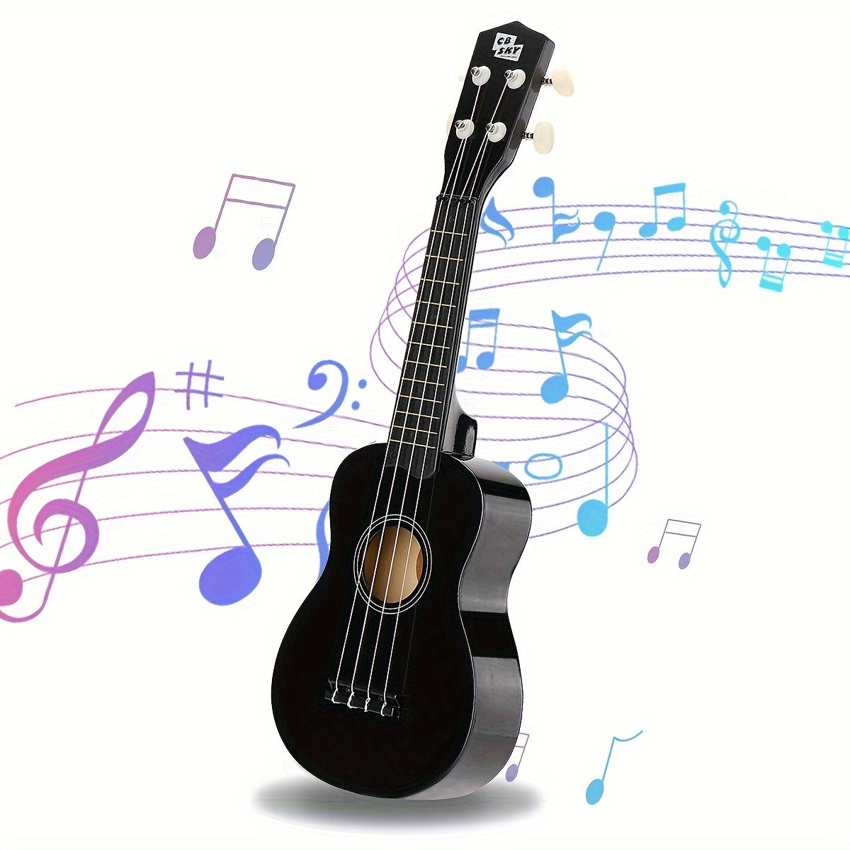 21 Inch 4-String Kids Toy Guitar, Cute Rhyme Developmental Musical Instrument Educational Toy for Toddlers