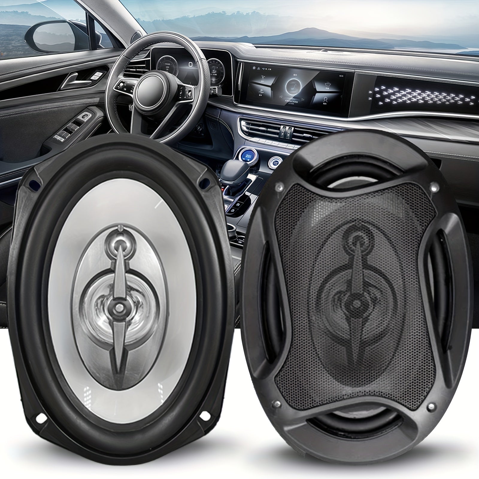 [2Pcs] 6×9 Inch Coaxial Speaker, 5-Way Speaker, 1000W Max Power, mid-tweeter, Car Door Horn Subwoofer Speaker, Dust Cover And Audio Cable Included