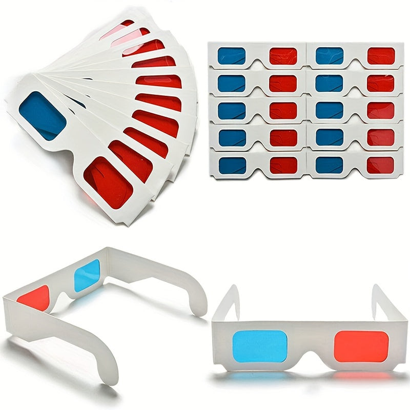 20pcs 3D Cardboard Glasses Glasses Universal Anaglyph 3D Glasses Cardboard Paper Red Blue Cyan Or Movie For 3D (Red And CYAN) Viewing On Internet, DVD VHS Tapes And Broadcast TV (anaglyph)Used For 3D (Red And CYAN) Viewing On