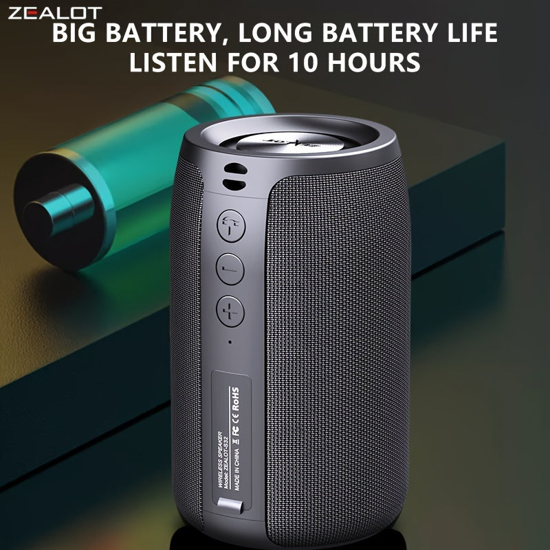 ZEALOT S32 5W Wireless Speakers, Outdoor Portable Subwoofer Speaker, Wireless Speaker, Dual Pairing, 1800mAh Battery, 8 Hours Playtime Loud Stereo, Booming Bass. Charging Cable TF USB Plug-in Card Compatible