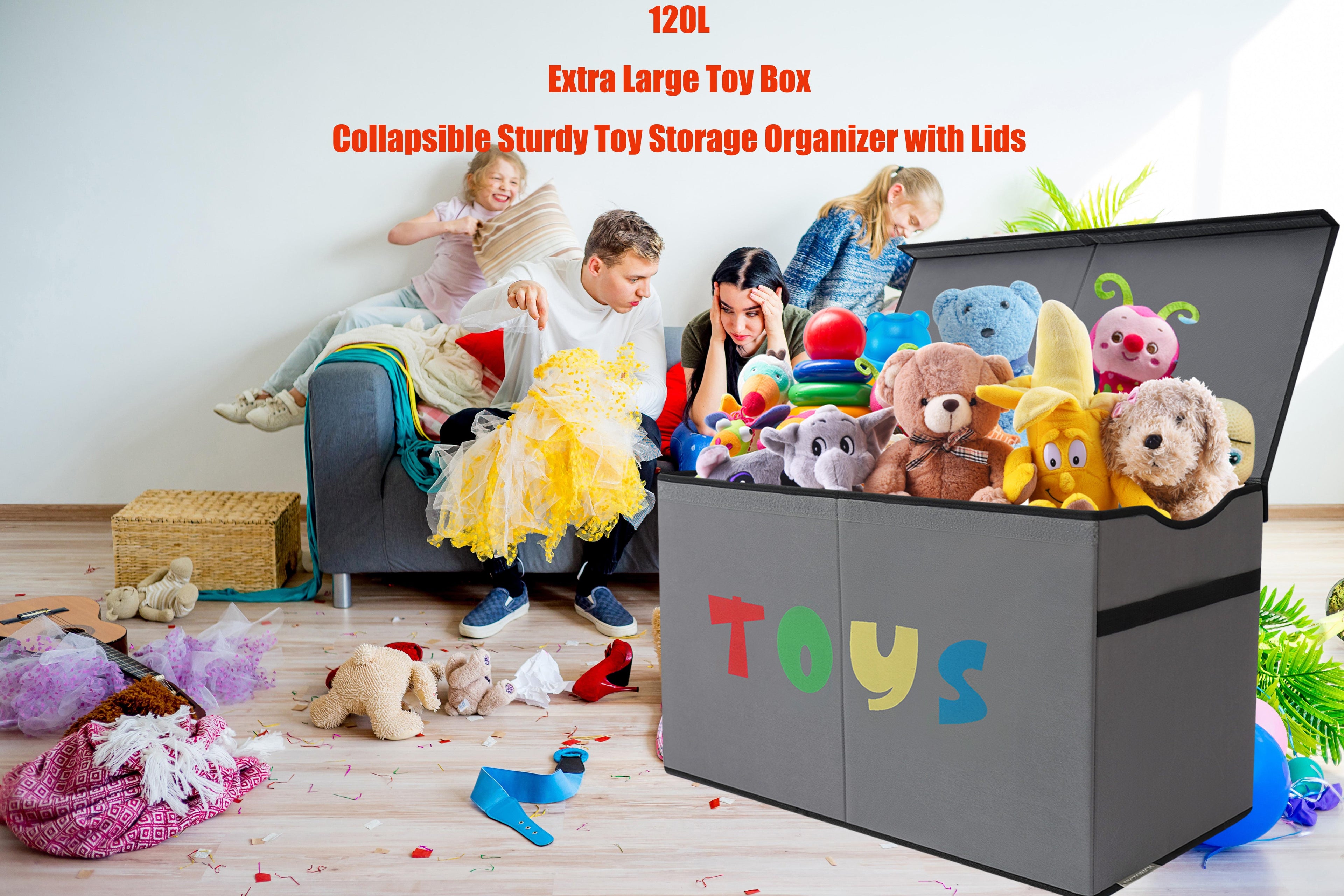 Extra Large Toy Box, Collapsible Sturdy Kids Toy Chest For Boys, Girls, Kids, Toy Storage Organizer Toddler Storage Bins With Lids, Toy Box Basket For Living Room, Bedroom, Nursery Gift Wrap Storage