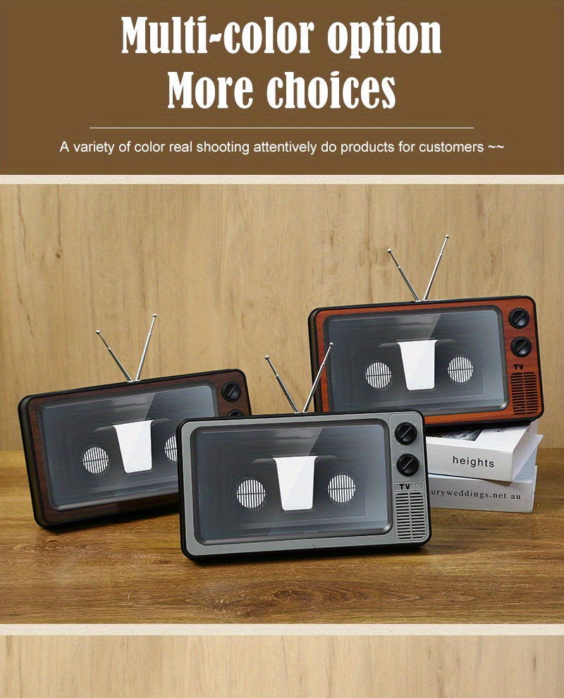 12-Inch Retro TV Shape Phone Screen Amplifier - Screen Expanders & Magnifiers for Movies, Videos, and Games - 3D Magnifier Screen Extender with Phone Stand Compatible with All Smartphones