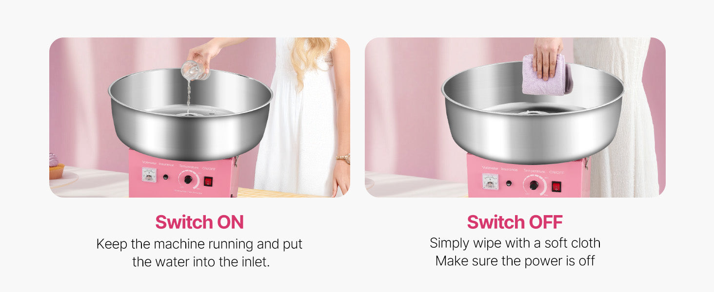 SucceBuy Electric Cotton Candy Machine 1000W Commercial Candy Floss Maker with Stainless Steel Bowl for  Birthday Family Party