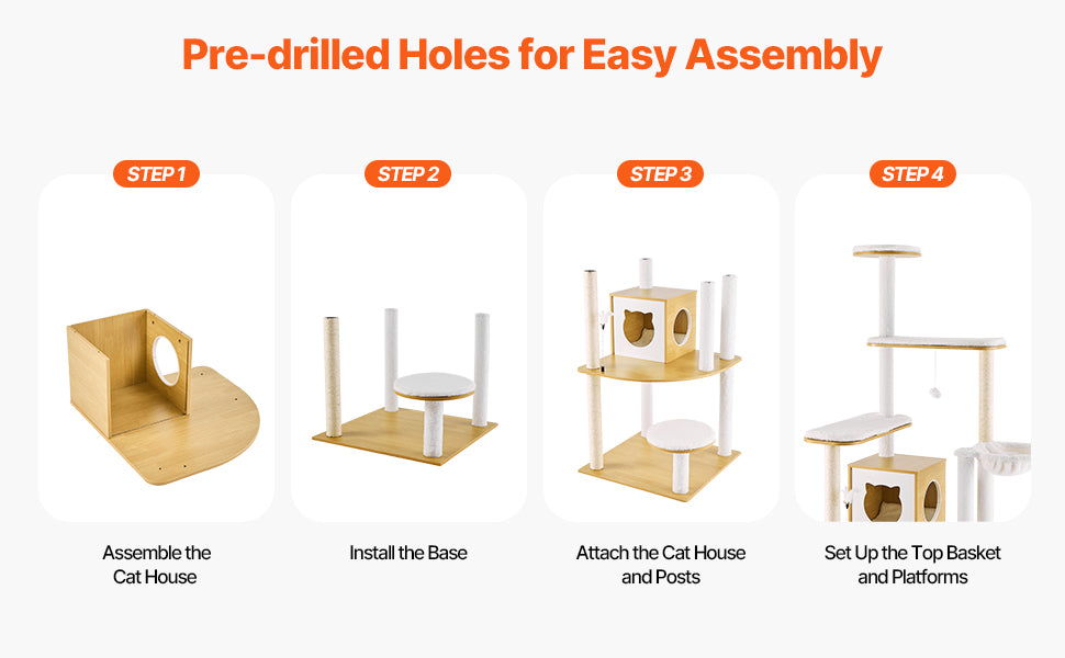 SucceBuy Large Cat Tree 68.9inch Tall Multi-level Cat Condo Furniture Activity Center with Cozy Perches Kitten House for Indoor